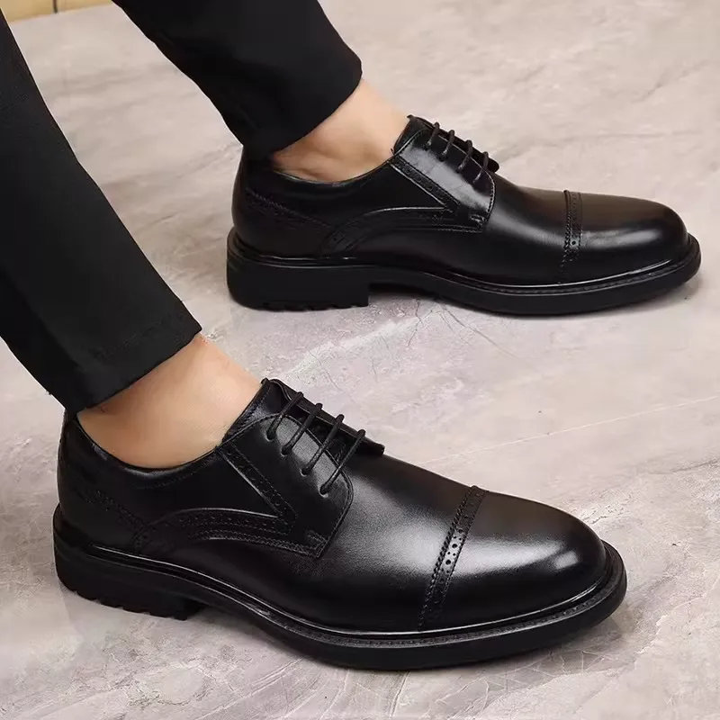 Foreign trade men's shoes spring and autumn soft bottom British business formal wear shoes genuine leather 